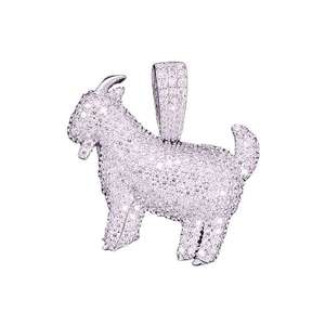 Colgante de plata de ley 925 con certificado GRA, moissanita VVS helada, diseño de cabra, joyería fina para hombre, estilo hip hop - Product Image 1