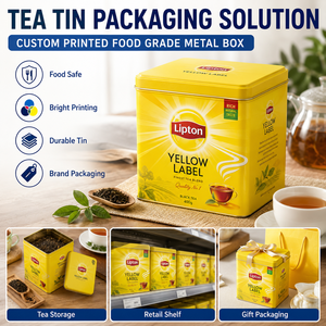 Boîte en métal pour <span class=keywords><strong>thé</strong></span> <span class=keywords><strong>Lipton</strong></span> de qualité alimentaire avec impression personnalisée en fer blanc pour l'emballage - Product Image 1