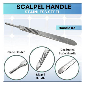 Bisturís Quirúrgicos Manuales Estériles de Alta Calidad, Tamaños 10, 11, 12, 14, 15, 16, Mango de Bisturí de Acero Inoxidable N.° 3 con Medidas - Product Image 2