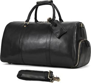 Genuine Full Grain Leather <b>Weekender</b> Duffle <b>Bag</b> <b>With</b> <b>Shoe</b> <b>Compartment</b> Travel Carry On - Product Image 1