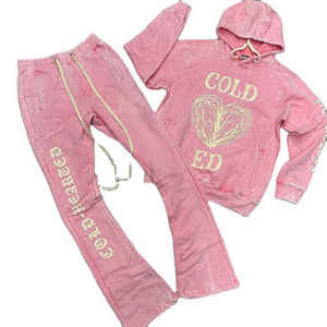 Conjunto Deportivo de Invierno para Hombre, Sudadera con Cierre y Letras Bordadas, Pantalones Deportivos con Lavado Ácido, Tejido Francés de Secado Rápido, OEM - Product Image 1