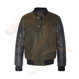 Vestes universitaires pour hommes à la mode, en vente chaude, personnalisées, en cuir, avec corps en laine et manches en cuir - Product Image 6