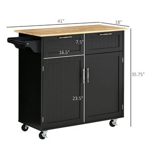 Carrello da Cucina in Acciaio Nero con Piano in Quercia e Ripiani Regolabili - Product Image 3