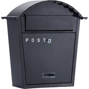 Classic Black Wall Mounted <b>Mailbox</b> Lockable Galvanized Steel Outdoor Letter Box For Home Garden Office Post Box Mail Holder - Product Image 1