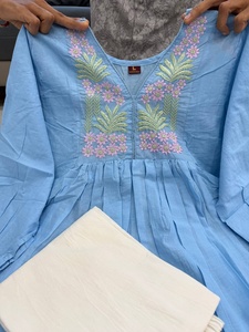 Haut et pantalon palazzo en pur coton, nouvelle création, avec broderie originale, pour femmes, d'un fournisseur indien. - Product Image 3