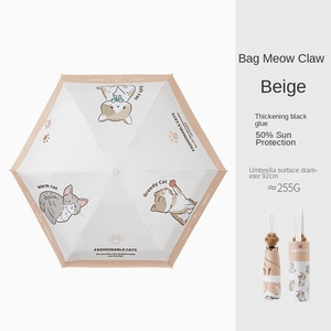 Creative Cartoon Cat Design Anti-Ultraviolet Folding Sunshade <b>Umbrella</b> Black Coating Polyester Business Gifts Silkscreen - Product Image 6