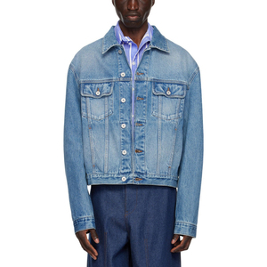 Veste en jean décontractée pour homme de haute qualité, personnalisée, à manches longues, boutonnée, col rabattu, respirante, coupe-vent, en jean délavé - Product Image 5