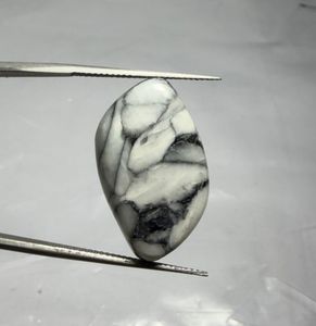 Cabochon de Jaspe Pinolithe Naturel, Pierre Précieuse en Cristal pour Création de Bijoux, Fourniture de Pierres de Guérison, Blanc et Noir - Product Image 2