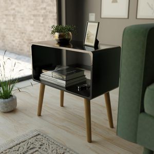 Retro Bookcase Nightstand, End <b>Table</b>, Bed Side <b>Table</b> for <b>Small</b> Spaces Magazine Stand with <b>Storage</b> Engineered Wood - Product Image 3