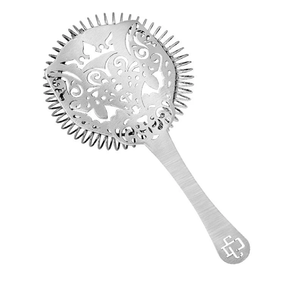 Exquisito colador de acero inoxidable plateado con un elegante diseño de escudo real recortado. Disponible a precio de mayorista. - Product Image 1