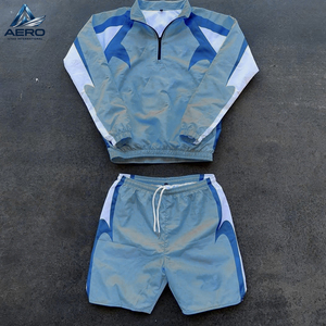 Different Contrast Color Highest Quality New Arrival Fully Customized Made Low Moq New Trendy Windbreaker Shorts Sets For Men - Product Image 6