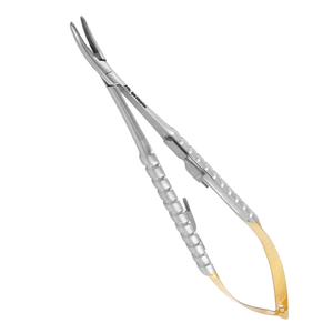 Barraquer Pince à micro-aiguilles en acier inoxydable, manuelle, à mors lisses et courbés, ensemble d'instruments certifiés CE - Product Image 1