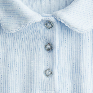 Camiseta Polo de Punto para Niñas, Casual, Bordada, de Poliéster/Algodón, con Tejido Acordonado, Teñida, Transpirable, de Manga Corta - Product Image 5