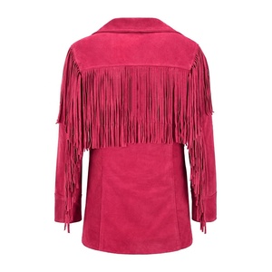Ladies Western Boho Fringe <b>Jacket</b> Leather <b>Suede</b> Tassel Coat Fashion Motorcycle <b>Biker</b> Outerwear Custom Wholesale OEM - Product Image 4