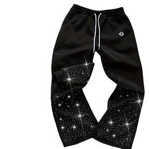 Conjunto de chándal de moda con pedrería para hombre, sudadera con capucha y pantalón de chándal, conjunto de dos piezas con pedrería OEM, ropa al por mayor OEM - Product Image 4