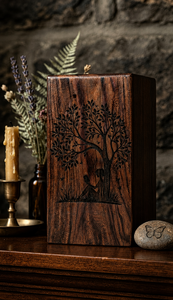 Urna de Madera Hecha a Mano con Diseño de Árbol de la Vida para Cremación Conmemorativa, Decoración Funeraria Personalizable - Product Image 4