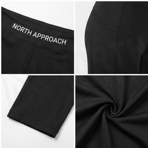 Leggings de yoga taille haute mi-mollet pour femme North Approach, noir uni, respirant, sans couture, vêtements de sport - Product Image 4