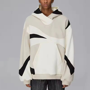 Sudadera con Capucha Extra Grande Personalizada para Hombre, Diseño Abstracto con Paneles Múltiples, Estilo Urbano, 100% Algodón Felpa, Suministro OEM - Product Image 5