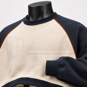 Sudadera de cuello redondo con bloques de color para hombre, sudadera polar personalizada, sudadera informal estilo streetwear con manga raglán, venta al por mayor - Product Image 5