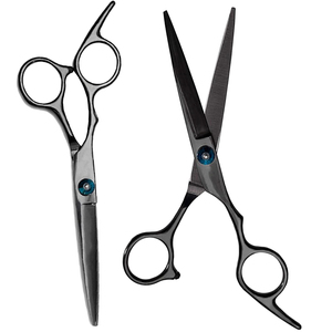 Ciseaux de barbier professionnels de 5,5 pouces, ciseaux à cheveux en acier inoxydable de 6 pouces, lame tranchante, outil de coiffure noir - Product Image 6