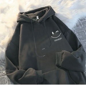 Sudadera con capucha para hombre, diseño de cara sonriente, divertida, a la moda, para parejas, gruesa, holgada, de cachemira, para niños - Product Image 1