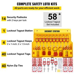 Kit di Sicurezza Elettrica da 58 Pezzi con Lucchetti, Stazione di Blocco, Etichette, Fascette e Prodotti per la Sicurezza - Product Image 3
