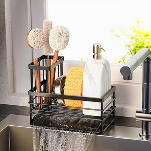 Kitchen Sponge <b>Storage</b> Sink Drain Shelf Toilet Bathroom Cleaning Sponge Holder Customised Black Color Draining <b>Rack</b> - Product Image 5