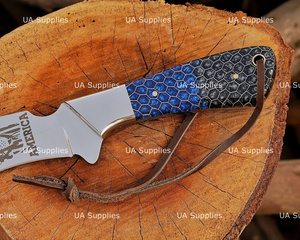 Couteau de chasse à lame fixe en acier inoxydable 58 HRC Hawk Bill EDC de UA Supplies, manche en nid d'abeille et étui en cuir, vente en gros - Product Image 5