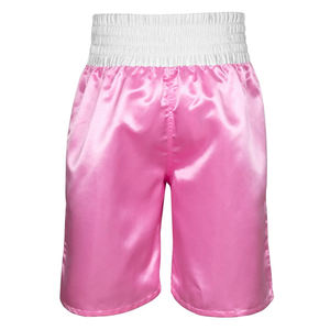 Shorts de boxe personnalisés avec logo de marque, en polyester satiné, pour arts martiaux, avec large ceinture élastique, vêtements de sport et fitness en gros - Product Image 2