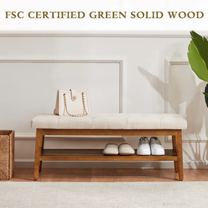 Banc Mid-Century Modern Vietnam en tissu de lin de qualité supérieure + éponge haute densité + bois massif naturel MD06 - Product Image 6