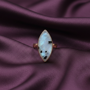 <b>Top</b> Quality Black Tourmaline Moonstone Ring 925 Sterling Silver <b>Rose</b> Gold Yellow Gold Plated Handmade Marquise Boho Ring for her - Product Image 3