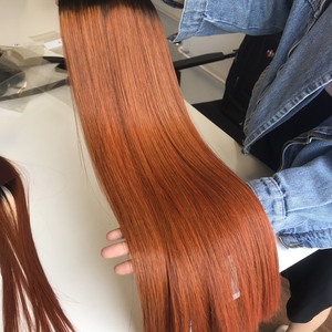 Prix usine 100% brut vierge vietnamien trame humaine dentelle perruque os droit Ombre brun couleur Super Double dessiné Extensions de cheveux - Product Image 3