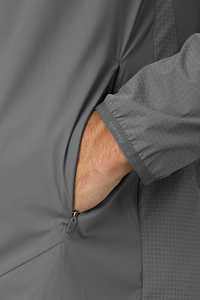 Ensemble de survêtements de sport pour hommes avec logo personnalisé, veste zippée et pantalon de jogging respirant en polyester et nylon coupe-vent pour l'automne - Product Image 3