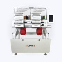 Máquina de Bordar Industrial de Doble Cabezal SOMAX SM-EM1202 de Alta Velocidad para Personalización de Camisetas, Gorras y Prendas