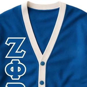 New Style Zeta Phi Beta V-Neck <b>Cardigan</b> Sorority Stripped Long Sleeves Flexible Bottom Embroidered Sweater - Product Image 2
