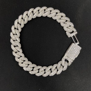 Best Selling Moissanite Diamond Hip Hop <b>Bracelet</b> Iced Cuban Link Chain with VVS Sparkle for <b>Men</b> Party and Daily Wear for Sale - Product Image 1