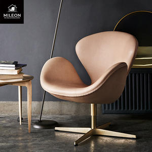 Nordic Single Sofa Chair Leather Fabric Rotating Lift Hotel Restaurant Negotiation Computer Leisure <strong>Armchair</strong> Metal Flannel Chair - Product Image 3