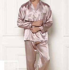 Mens Silk Satin Pajamas Sleepwear <b>Pyjamas</b> Long Sleeve Custom Made Classic Comfort Men's Thermal Satin Sleepwear Suits Quick Dry - Product Image 2