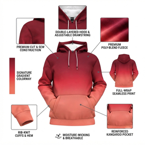 Premium Custom Sports <b>Hoodie</b> Full Sublimation Performance <b>Hoodie</b> for Men Women with Personalized Logo <b>Name</b> and Number - Product Image 3