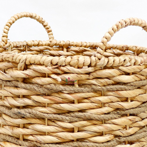 Rustic Woven Wicker Eco-Friendly <b>Storage</b> Baskets Set of 3 Round with Handles for Kitchen & <b>Laundry</b> Room <b>Organization</b> - Product Image 2
