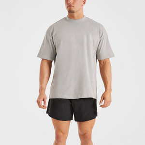 Camiseta de Algodón 100% Tejido Transpirable y Ecológico con Logotipo Personalizado en la Parte Delantera, Estilo Casual, Cuello Redondo, Hombros Caídos, Talla Grande - Product Image 3
