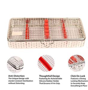 Caja de Almacenamiento Manual para Instrumentos Dentales, Juego de 7 Piezas, Acero Inoxidable, Micro Malla Metálica, Esterilización CE - Product Image 4