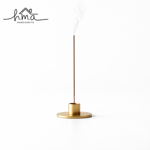 Minimalist Brass Incense Holder Single <b>Stick</b> Agarbatti Stand Round Base Ash Catcher Modern Burner for Home Decor Meditation - Product Image 1