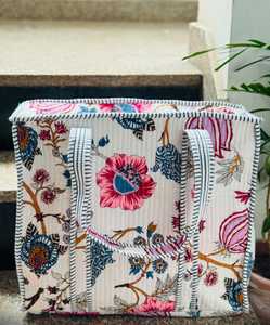 Sac fourre-tout en coton uni avec bordure rayée, fermeture à glissière, taille 16*18, style bohème, sac de shopping pour les voyages et l'usage quotidien - Product Image 1