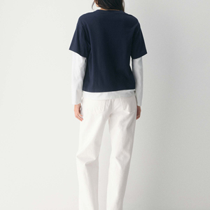 เสื้อยืดผู้หญิงแขนยาวสองชั้น ผ้าเจอร์ซีย์คอตตอน ปักโลโก้ตามสั่ง ทรงหลวมไหล่ตก เป็นมิตรกับสิ่งแวดล้อม - Product Image 2