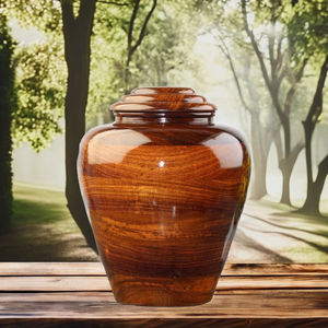 Urna Funeraria Redonda de Madera de Palisandro Hecha a Mano con Diseño Clásico Estilo Americano, Recuerdo Conmemorativo de 20 Pulgadas Cúbicas - Product Image 1