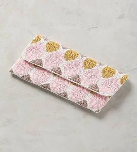 Pink Gold Pattern Beaded Clutch Bag Seed Bead Envelope Purse Women Evening Handbag Bridal Party Accessory Geometric <b>Wallet</b> Pouch - Product Image 1