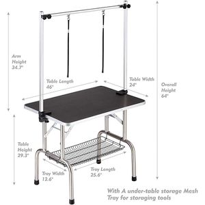 Tavolo Professionale Portatile per Toelettatura Animali Domestici, Robusto, Regolabile, in Legno, con Braccio e Rete, per Cani di Taglia Grande e Piccoli Animali - Product Image 4