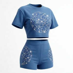 ชุดเสื้อครอปและกางเกงขาสั้นลายผีเสื้อแฟชั่นสำหรับเด็ก - Product Image 3