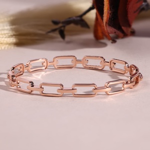 Pulsera de Diamantes en Oro Rosa de 14K para Mujer, Diseño de Eslabones Rectangulares, Uso Diario, Diamantes Naturales Redondos de Color D-E-F - Product Image 2